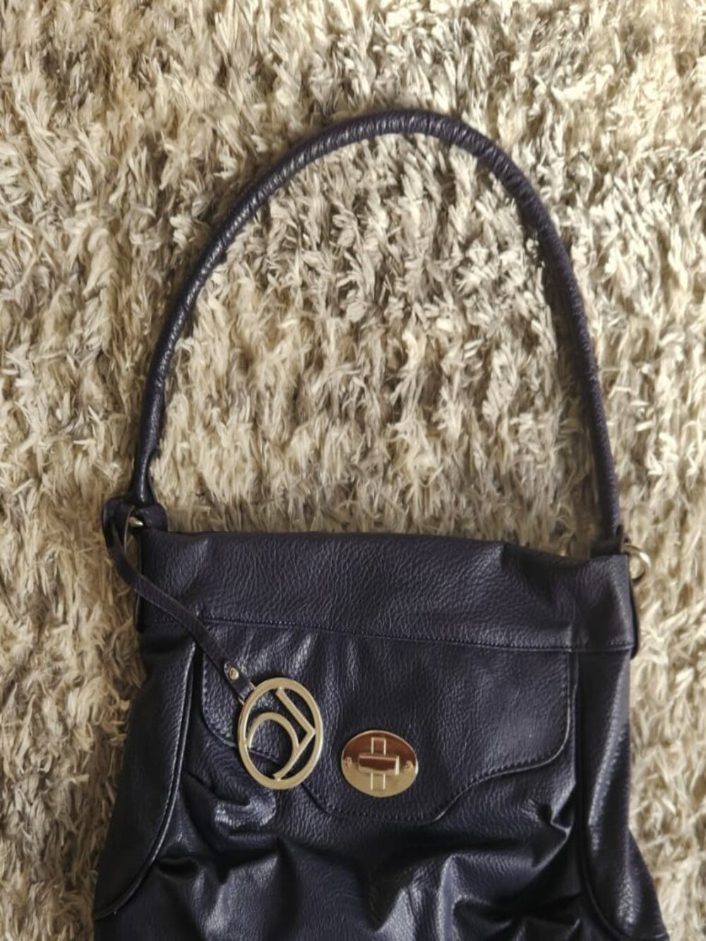 Dark Purple Liz Claiborne Slouchy Shoulder Purse with Gold-Tone Hardware